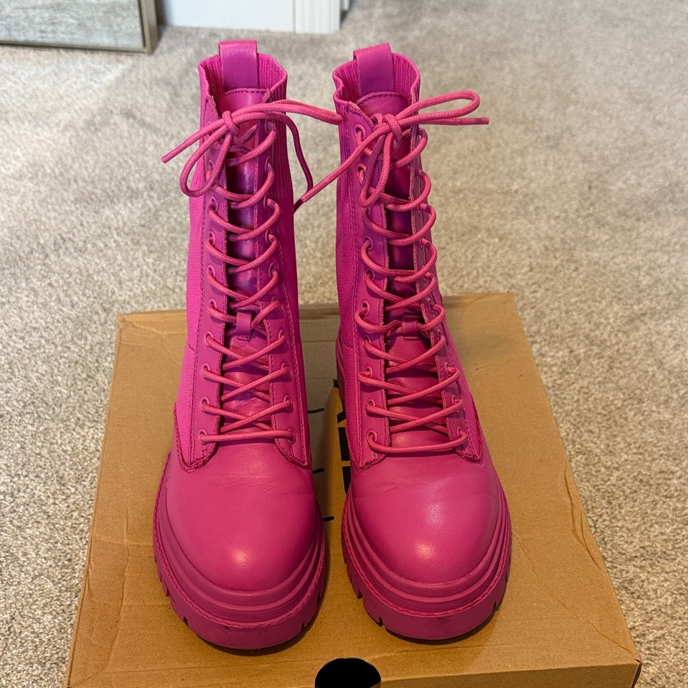 Aldo Women's Reflow Fuchsia Lace-Up Boots - Picture 2 of 10
